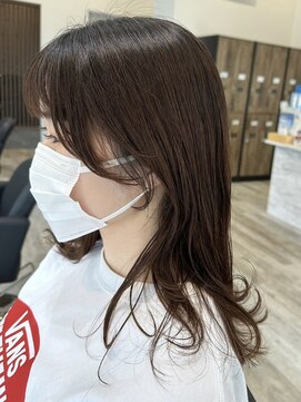 アトリエコア(Atelier Coa) 顔周りレイヤーカットグレージュカラーくびれボブベージュカラー