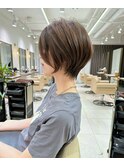 前髪あり耳掛け丸みくびれショートボブ20代30代40代50代(蘭)