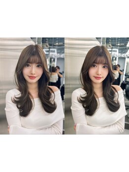 動きのあるレイヤーカットで上品で艶やかな韓国ヘア。女性らしいナチュラルでアンニュイな雰囲気にー。