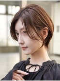 顔周りレイヤーカットくびれヘア切りっぱなしボブ大人ボブ30代
