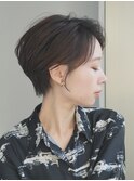 前下がりショート・ボブ/パーマ/前髪なし/30代/40代/50代/長め