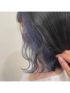 エンレイ(enRei) 大人かわいいゆるふわ切りっぱなしインナーカラーブルーパープル