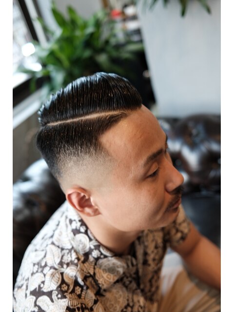 Hard parted Skin fade