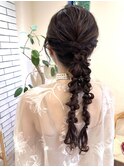 ヘアセット結婚式お呼ばれ二次会ロープ編みアレンジ