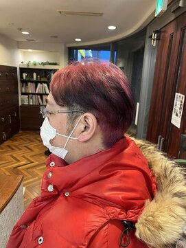 ファーレンピュアスウィート(fahren-pure-suite) メンズカット/毛流れ/パーマ風/ブリーチありカラー/ピンク/紫