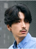 銀座メンズセンターパートフェザーパーマニュアンスパーマ30代