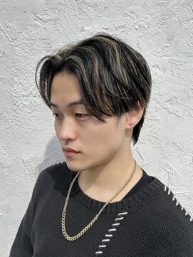 ロンドホットリップ 立川(Lond hot lip) men'sメンズブリーチハイライトダブルカラーフェザーパーマ/立川