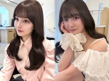 【透けるベージュカラー/momona】柔らかいベージュカラーと結んでもかわいい前髪&お顔まわりカット♪