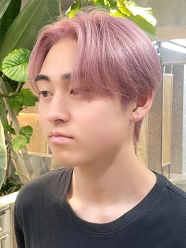 サンクマーケット 渋谷(cinq MARKET) 渋谷メンズブリーチカラーミルクティーベージュセンターパート