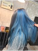 長崎 インナーカラー グレー×ブルー