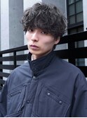 心斎橋シャドウパーマメンズマッシュウルフカット波巻きパーマ