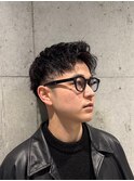 無造作パーマ×アップバングショートスタイル