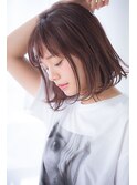 モーブカラーバレイヤージュとろみワンカールモードボブ