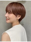 透明感暖色×束感ショート×シースルーバング×フレンチガーリー
