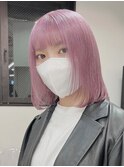 2151ホワイトピンクニュアンスカラーぱっつん前髪ベビーピンク