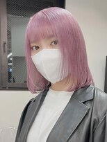 2151ホワイトピンクニュアンスカラーぱっつん前髪ベビーピンク