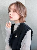 ブリーチなしハイトーンレイヤーボブ切りっぱなし髪質改善[仙台]