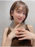 美髪ホワイトグレージュチェリーブラウンイメチェン外ハネボブa