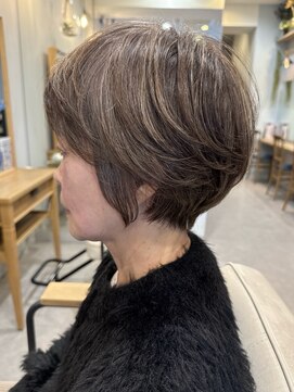 【白髪ぼかしハイライト】似合わせカット★アッシュグレージュ