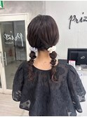 ツイン編みおろしアレンジヘアセットヘアメイク
