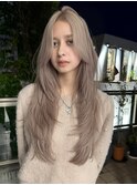 原宿表参道ハッシュカットミディアムレイヤーホワイトベージュ