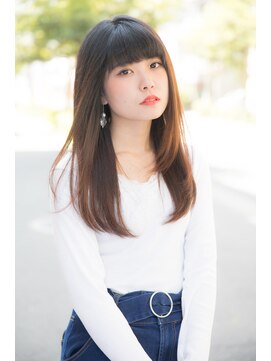 ティエラ 西新店(TIERRA) High透明感ストレートロング×グラデーションカラー×オン眉