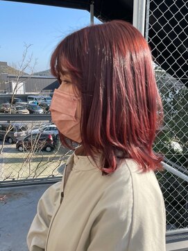 プライベートサロン キッテ(private salon kitte.) ピンクの色味が可愛いミディアムスタイル