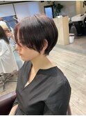 大人ショートボブ丸みショートカットマッシュショート前髪あり