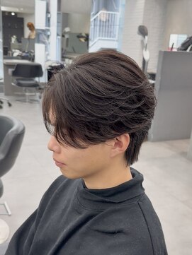 オーバルバイアピッシュ(OVARL by apish) 毛流れリバースセンターパートメンズフェザーニュアンスパーマ