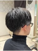爽やかマットショート☆ビジネス刈り上げツーブロックブラック