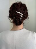 ヘアアレンジ　お団子　カチモリ　結婚式　二次会　20代30代