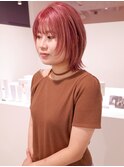 ハッシュカット/レイヤー/ペールピンク/ケアブリーチ/暖色系