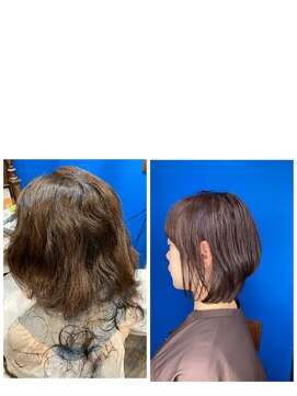 ムーンアディション(MOON ADDITION) くせ毛を収まりよくするドライヴカットしドライヤーで完成