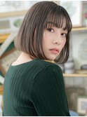 ★オリーブグリーン切りっぱなし小顔前下がりボブ20代30代★1