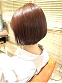 レッドブラウン　丸みショートボブ　大森