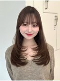 前髪カットミディアムレイヤーカット髪質改善ニュアンスカラー