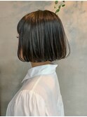 ボブ、前下がり、切りっぱなしボブ、グレー