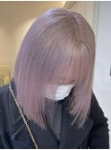 2836パールグレー寒色系カラーピンクラベンダースローカラーボブ
