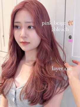 ベレーザ 渋谷(BELEZA) 9384ベビーピンクブリーチなしダブルカラー韓国艶髪ワンホンヘア