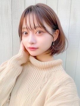 クラン 岡本(Chlan) ワンレンボブ　透明感カラーオリーブベージュ