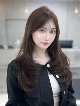 ヴェイン 渋谷(vain) レイヤーカット姫カットレイヤーくすみベージュ韓国風巻き艶髪