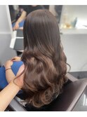 美髪小顔艶感くすみベージュ顔周りレイヤーロングこなれヘア