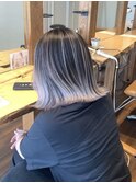 バレイヤージュグレージュハイライトダブルカラーケアブリーチ