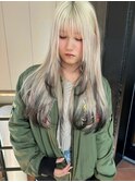 xブリーチ/イメチェン/ホワイトブロンド/外ハネボブ/美髪/