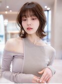 チョコグレージュ/20代30代大人かわいい/ミディアムレイヤー