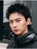 心斎橋スパイキーショートビジネスヘアフェザーショートパーマ
