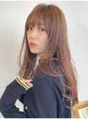 ゆるやかワンカールレイヤーロング韓国風後れ毛ストレート