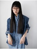 ラウンドバング　ストレートロングヘア