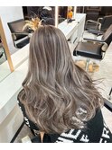 ハイライトミディアムヘア暗めカラーデザインカラー