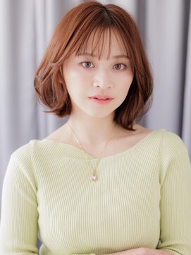カバーヘア イヴ 戸頭店(COVER HAIR EVE) 暖色系カラーブリーチなしくびれレイヤーハッシュボブ30代Te2